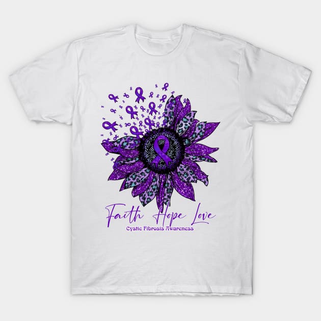 Cystic Fibrosis Awareness - Sunflower faith hope love T-Shirt by vamstudio